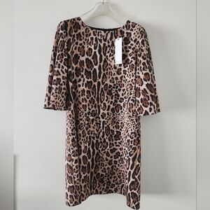 NWT RINASCIMENTO | Leopard print dress a-line brown sz M